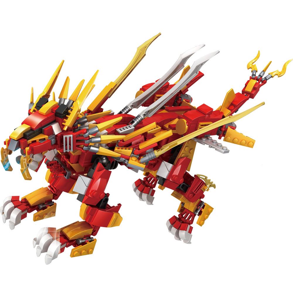 đồ chơi lắp ráp xếp hình lắp ghép ninja Rồng đỏ chiến đấu có 800Pcs với 4 nhân vật