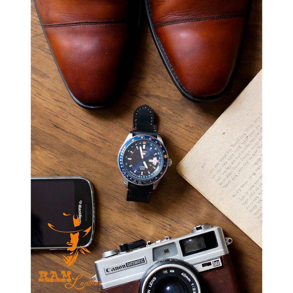Dây đồng hồ RAM Leather da bò đen - RAM classic black