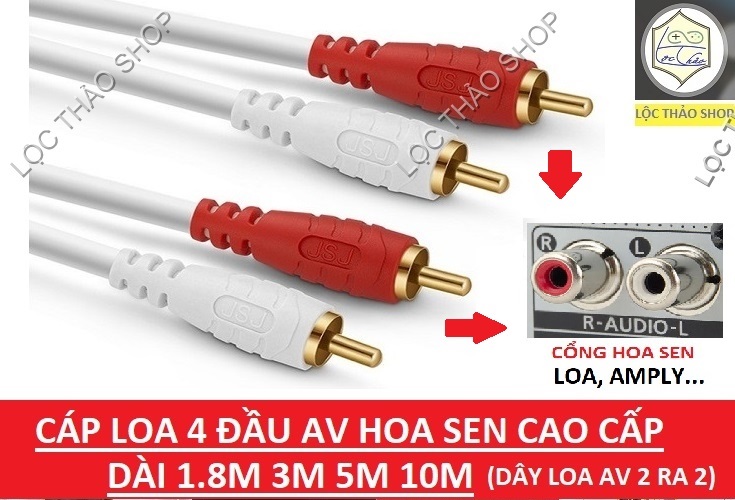 Cáp loa 4 đầu hoa sen AV dài 1.8M 3M 5M 10M 15M 20M 25M JSTAR CAO CẤP