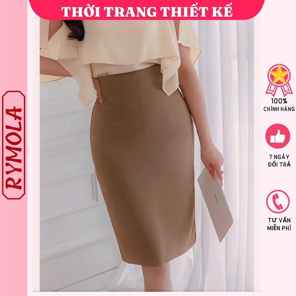 Chân Váy Công Sở Bút Chì Dài Tới Gối Màu Nâu MOLA From Ôm Lưng Thun Cạp Cao Cá Tính Kiểu Vintage, Ulzzang Đẹp MCV201