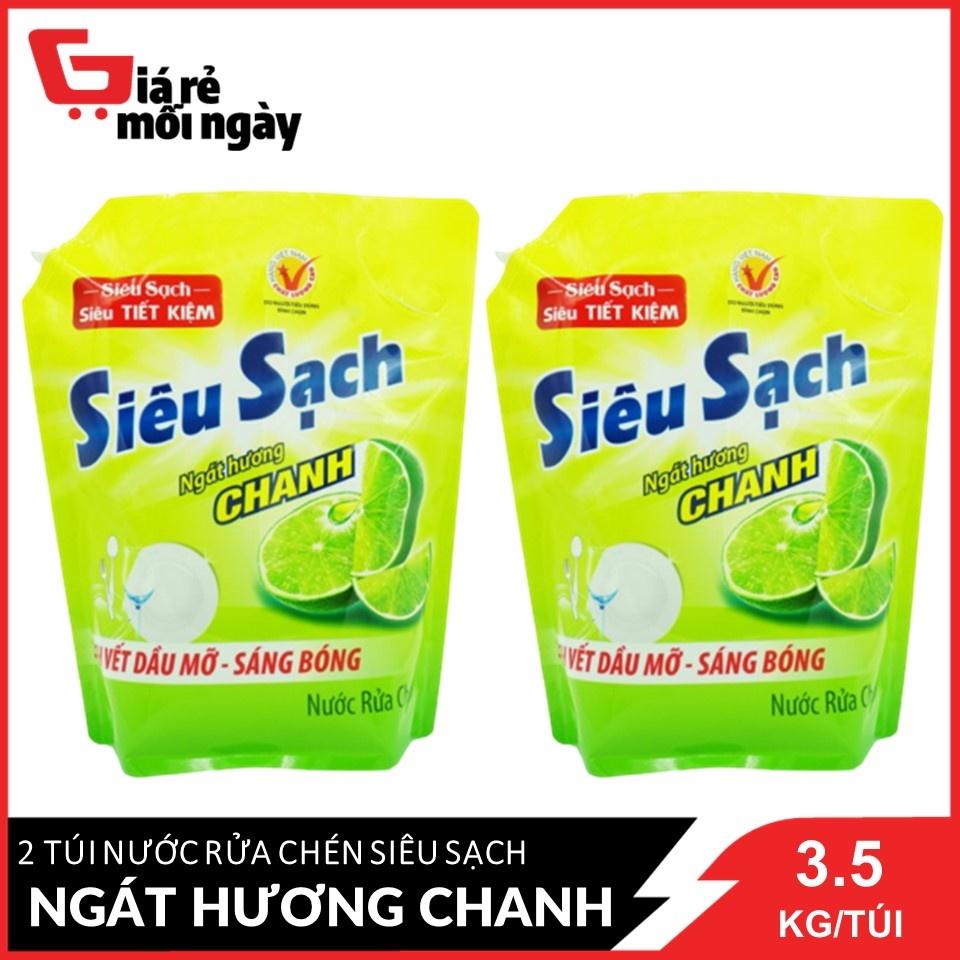 Combo 2 Nước Rửa Chén Siêu Sạch Ngát Hương Chanh 3.5Kg/túix2