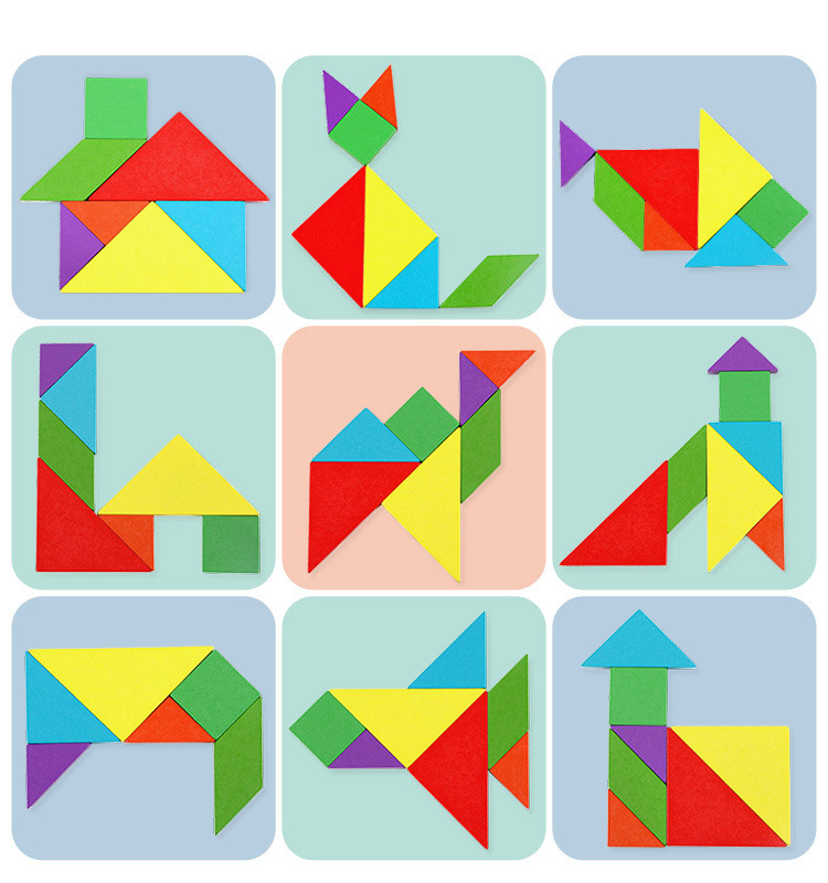 Bộ trò chơi gỗ Tangram và T puzzle 2 in 1