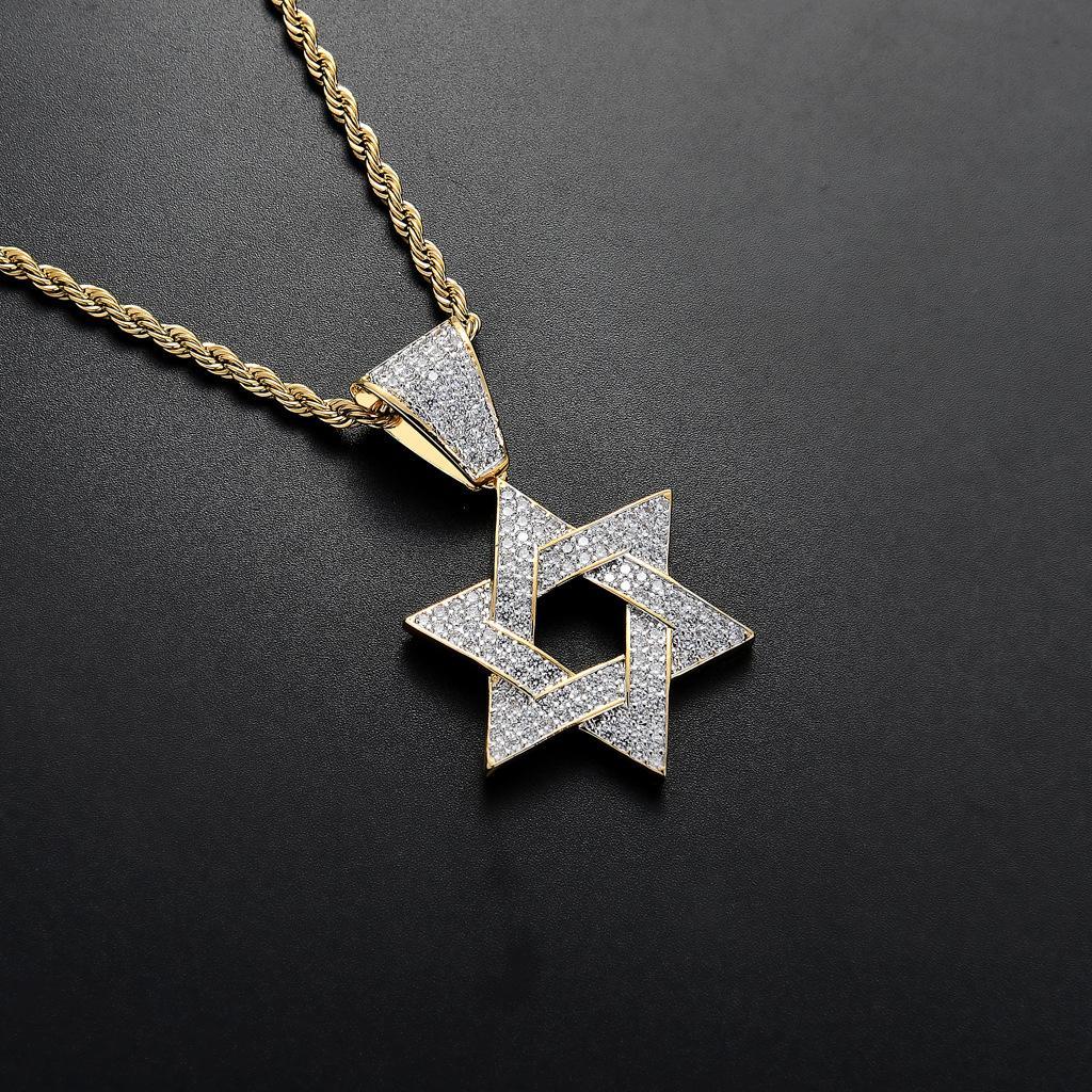Star of  Necklace with Chain Men Women Amulet    Jewish