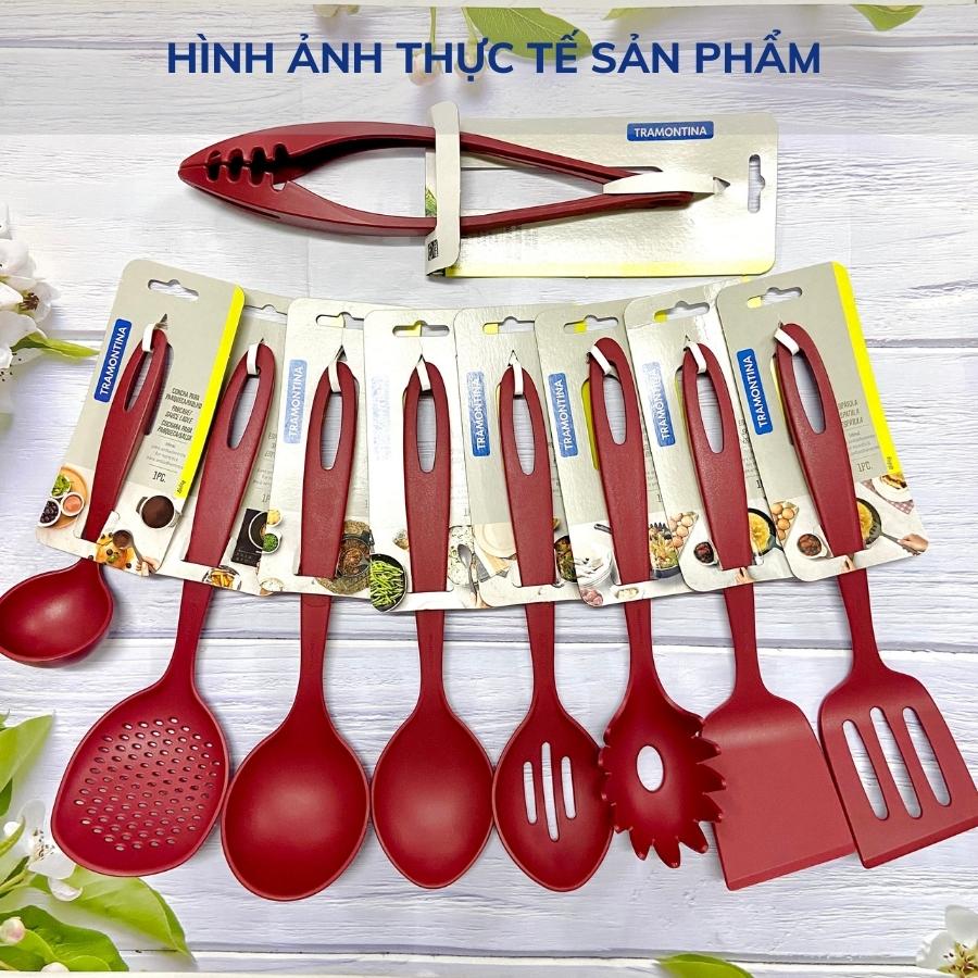 Combo 2 Dụng Cụ Nấu Ăn Gồm 1 Xẻng Xào Có Rãnh 30cm và 1 Thìa Múc Canh Sâu Lòng 30cm TRAMONTINA Chất Liệu Nhựa Chịu Nhiệt An Toàn Sản Xuất Tại BRAZIL - Hàng Chính Hãng