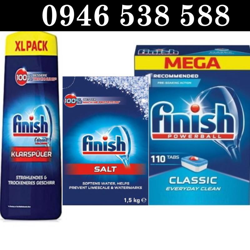 Combo Viên rửa bát Finish 110V + Muối Finish 1.5kg + Nước làm bóng Finish 750ml