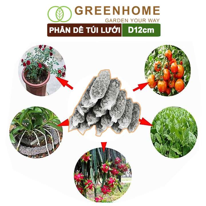 Phân dê đã qua xử lý, túi lưới dài 10cm, không mùi, kích rễ, kích hoa phong Lan, hoa hồng |Greenhome