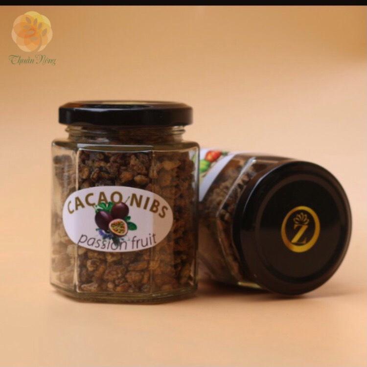 ZENI- CA CAO NGÒI - CHANH LEO - Ca cao Thuần Việt- Cocoa Nibs with passion fruit- 100g