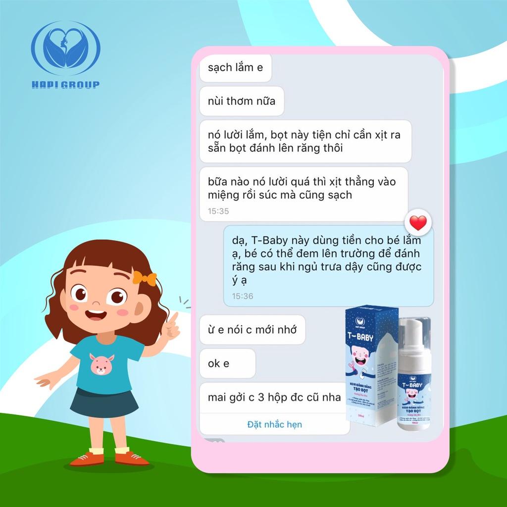 Kem Đánh Răng Tạo Bọt T- Baby- 100ml, giúp bé giảm sâu răng, hà răng, viêm lợi