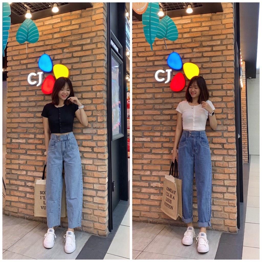 QUẦN JEANS BAGGY NỮ LƯNG CAO TRƠN FORM CHUẨN – QUẦN BÒ NGỐ BASIC