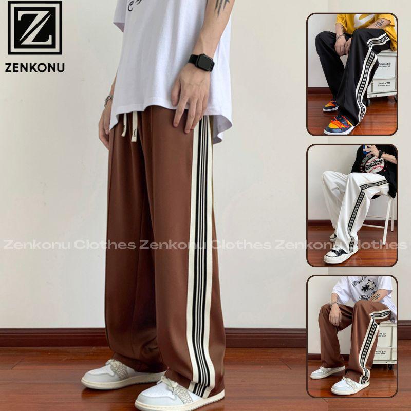 Quần Dài Nam Ống Rộng Họa Tiết Sọc Kẻ Phong Cách Thể Thao Năng Động Thời Trang Zenkonu QUAN NAM 140