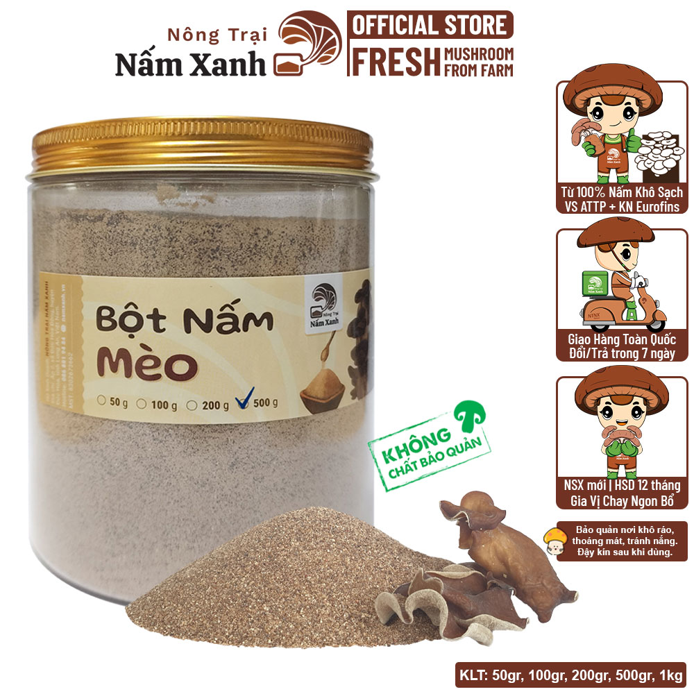 Bột Nấm Mèo/Mộc Nhĩ - Tạo Vị Giòn Dai - Nông Trại Nấm Xanh