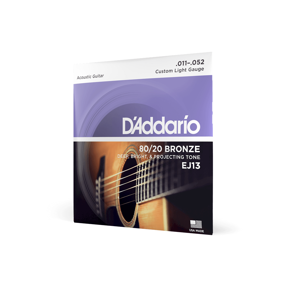 Bộ dây đàn Guitar Acoustic - D'Addario EJ13 - 80/20 Bronze, Custom Light Gauge 11-52 - Hàng chính hãng