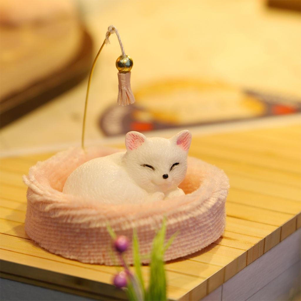 DIY Creative Dollhouse Cat Coffee Shop Kit LED Light Wooden 3D Puzzles