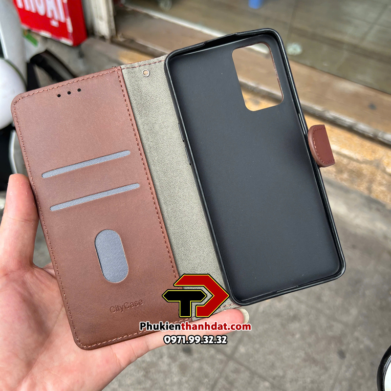 Bao da dạng ví cho OPPO Reno6 5G có quai cài - Hàng nhập khẩu