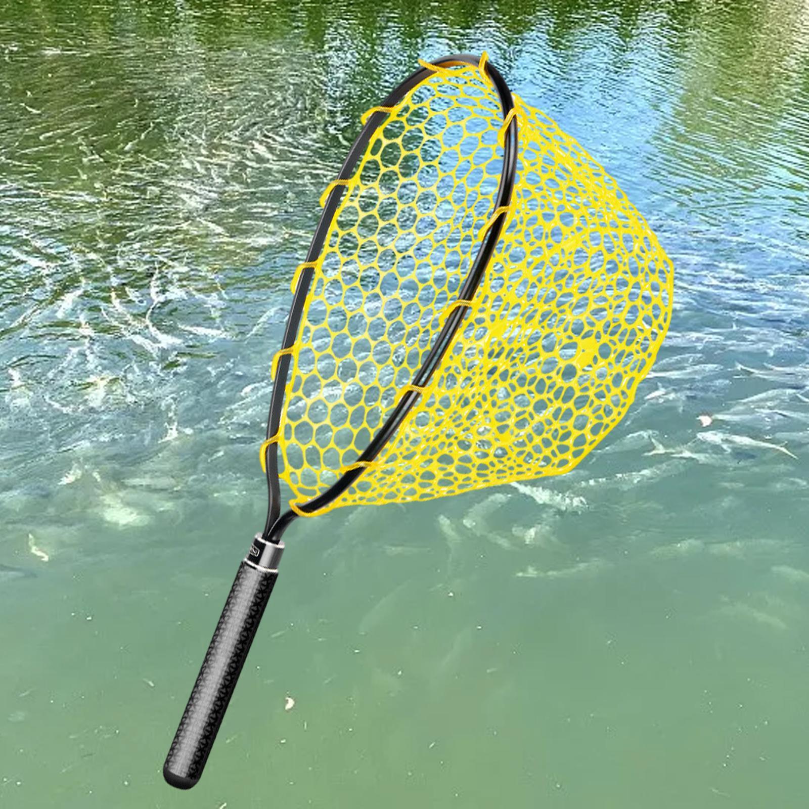 Fishing Landing Net Fishing Mesh Net Comfortable Lightweight Portable Accessories Fish Catching Net for Salmon Bass Boat Outdoor