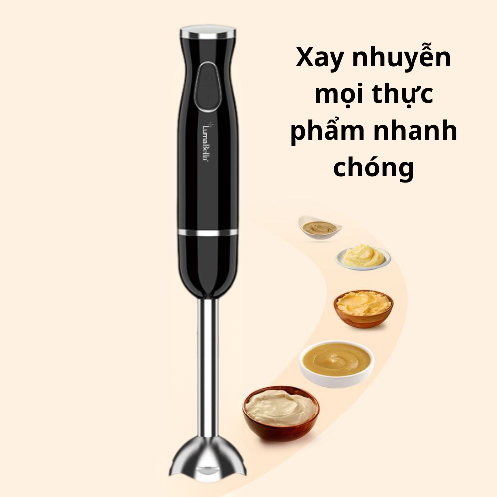 Máy xay cầm tay Lumabella LB-52018, công suất 500W nhỏ gọn chống văng tiện lợi dễ vệ sinh - HÀNG CHÍNH HÃNG