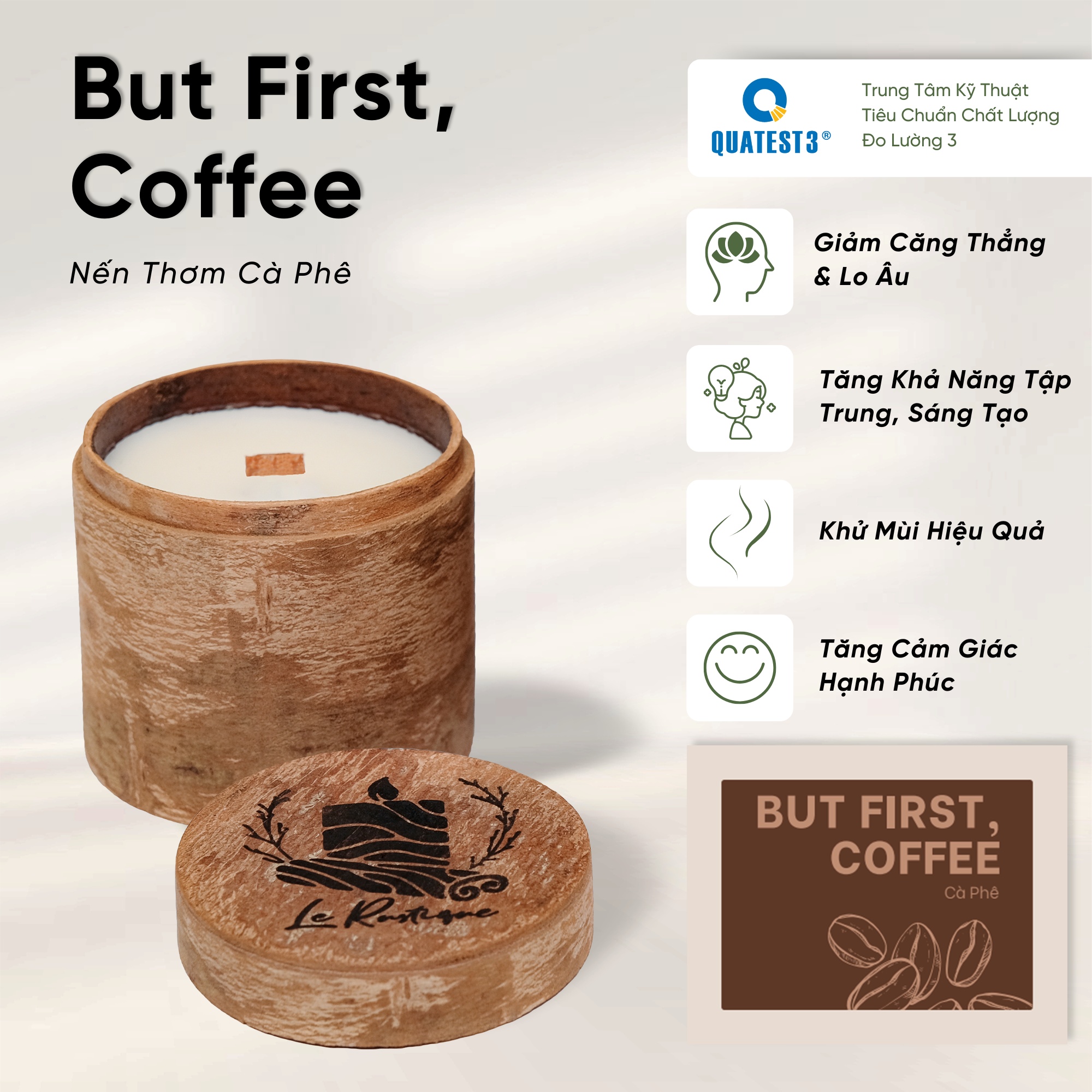 Nến Thơm Trị Liệu Le Rustique Cà Phê (But First Coffee) - Nến Thơm Cao Cấp - An Toàn Sức Khỏe