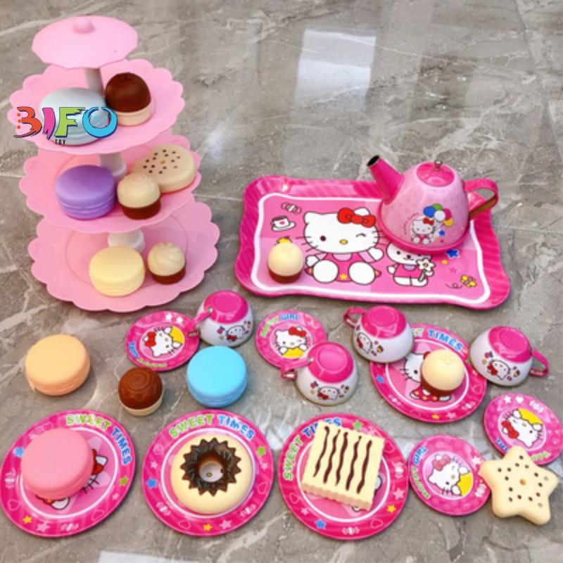 Đồ chơi cắt bánh sinh nhật 3 tầng 23 chi tiết mô phỏng bánh Macarons bánh quy đồ chơi cho trẻ em