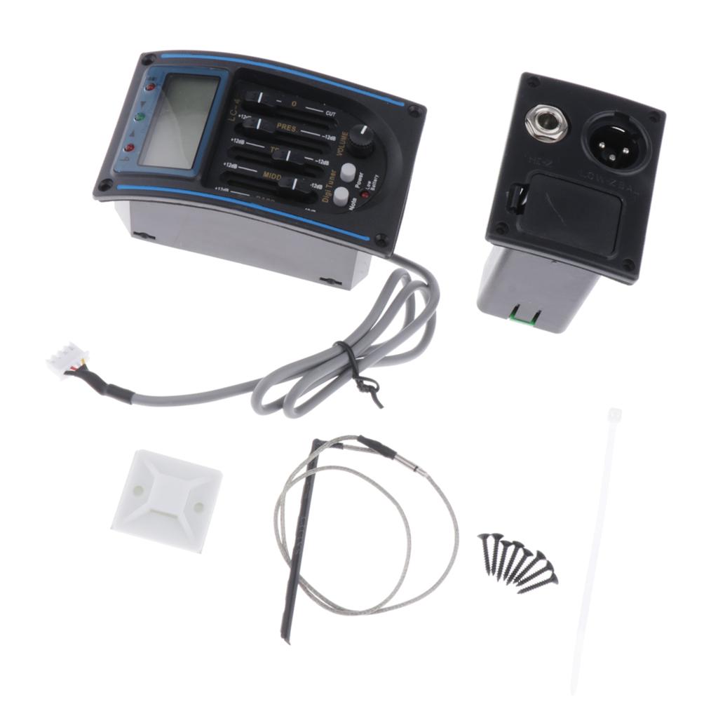 4 Ban Nhạc EQ Preamp Piezo Khuếch Đại Cân Bằng Dân Gian Guitar Pickup có MÀN HÌNH LCD Bắt Sóng