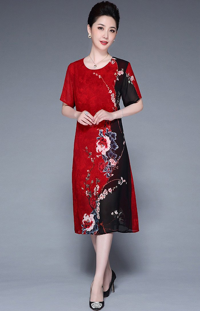 ĐẦM SUÔNG IN HOA MẨU ĐƠN
