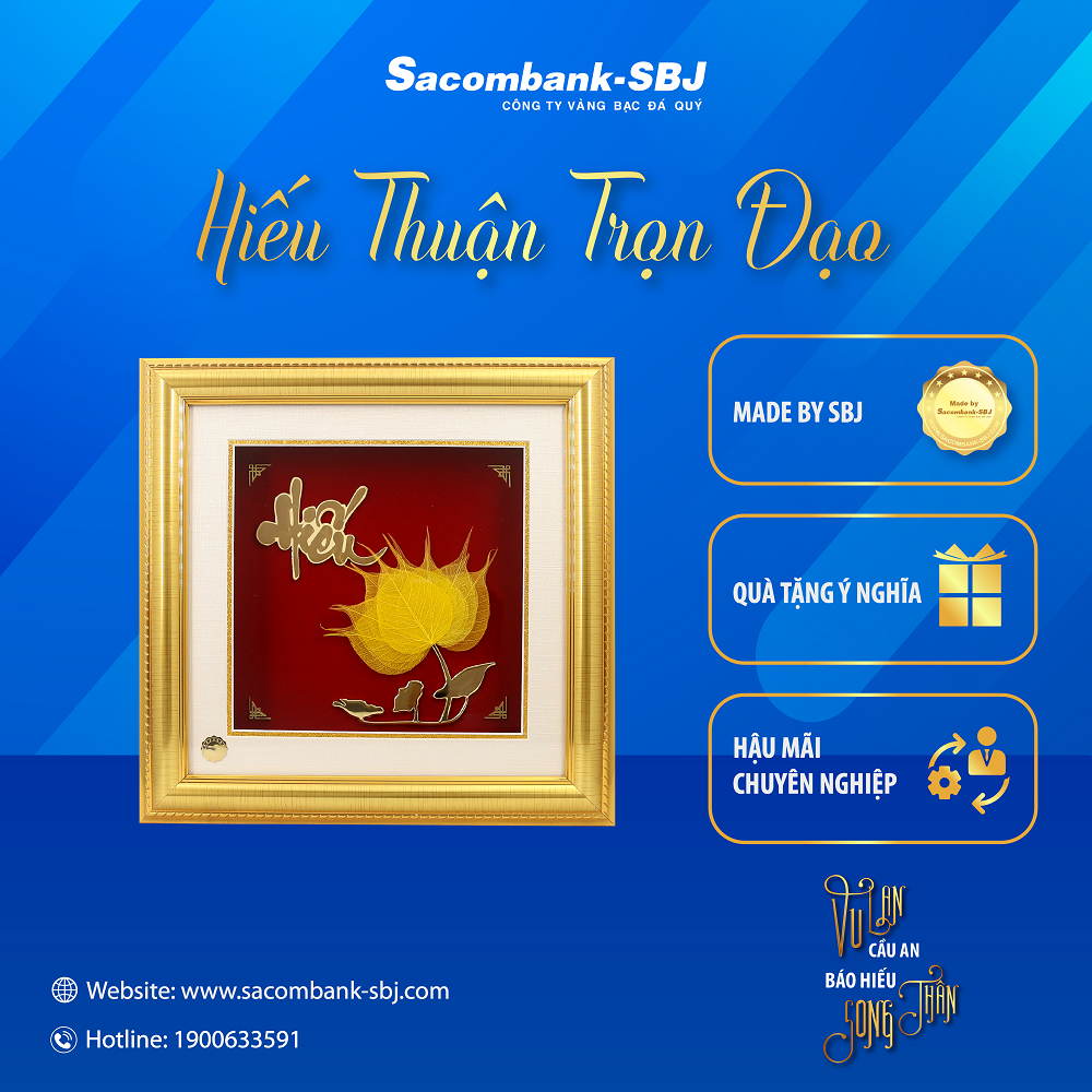 Khung tranh bồ đề hoa sen chữ "Hiếu"
