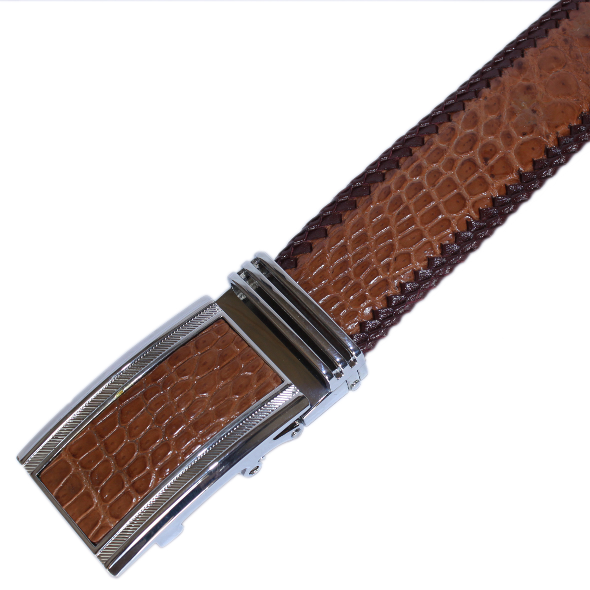Dây nịt nam da cá sấu màu nâu đỏ HJ4290-4749-4756-4759-4770
