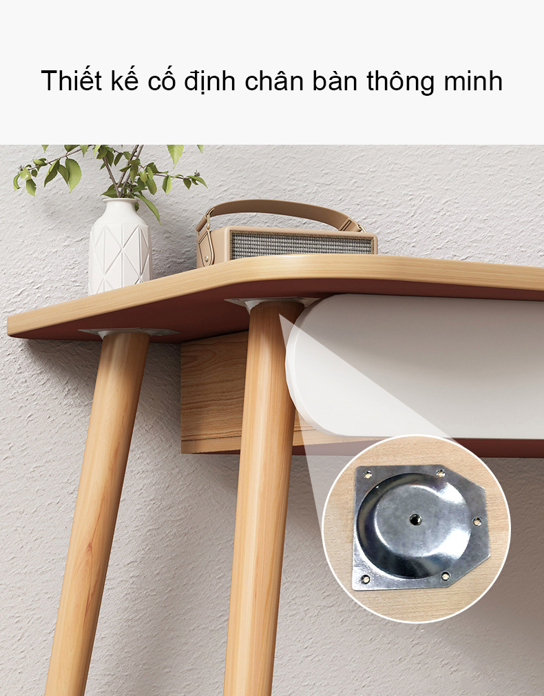 Bàn làm việc, bàn học phong cách Bắc Âu có hộc tủ tiện lợi, chất liệu gỗ MDF dễ dàng lau chùi