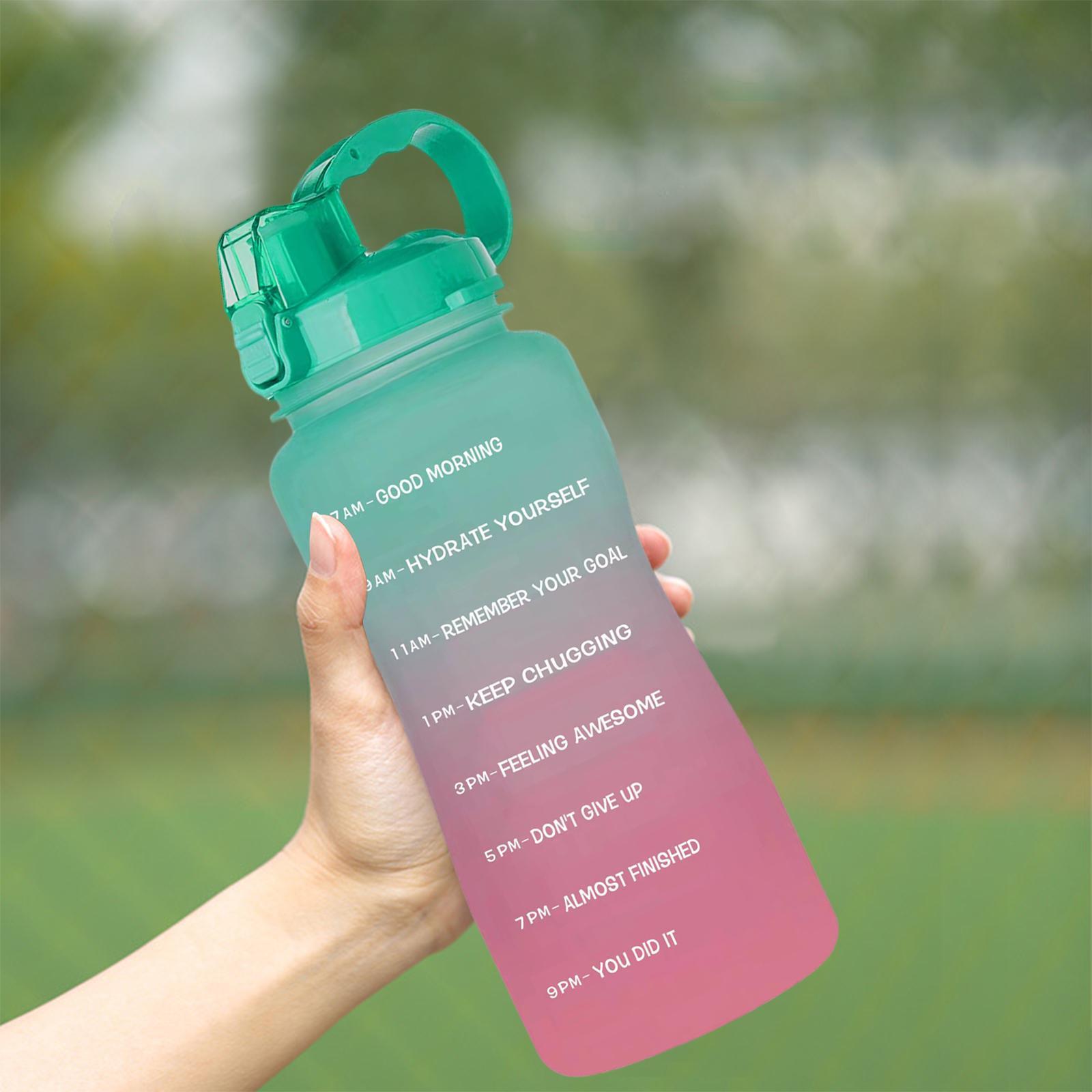 2.2 Litre Motivational Water Bottle with Time Markings &amp; Straw Half Gallon Water Bottle Leakproof BPA Free Reusable Large Water Jug for Sports and Gym