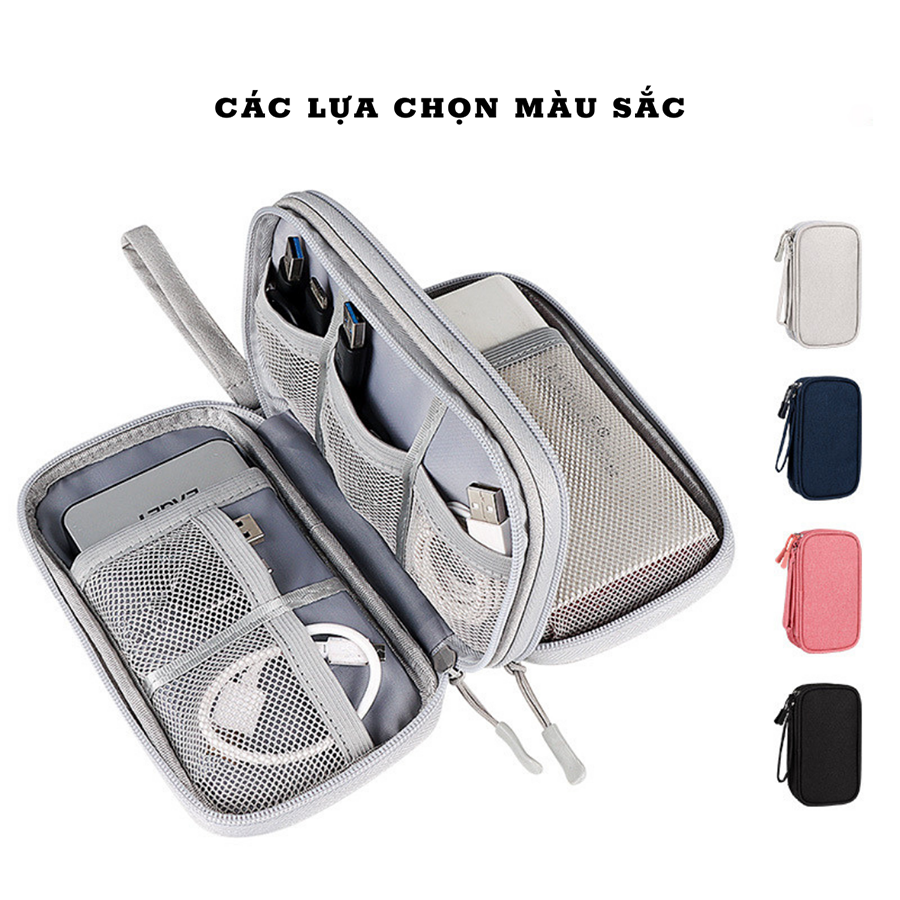 Hình ảnh Túi Đựng Phụ Kiện Công Nghệ, Pin Sạc Dự Phòng, Điện Thoại, Cáp Sạc USB, Tai Nghe - Có Quai Cầm, Chống Nước, Nhiều Màu [FT2]