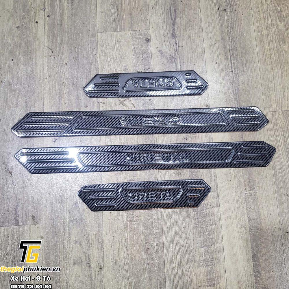 Bộ Ốp bậc cửa, Nẹp bước chân carbon, cacbon Hyundai Creta