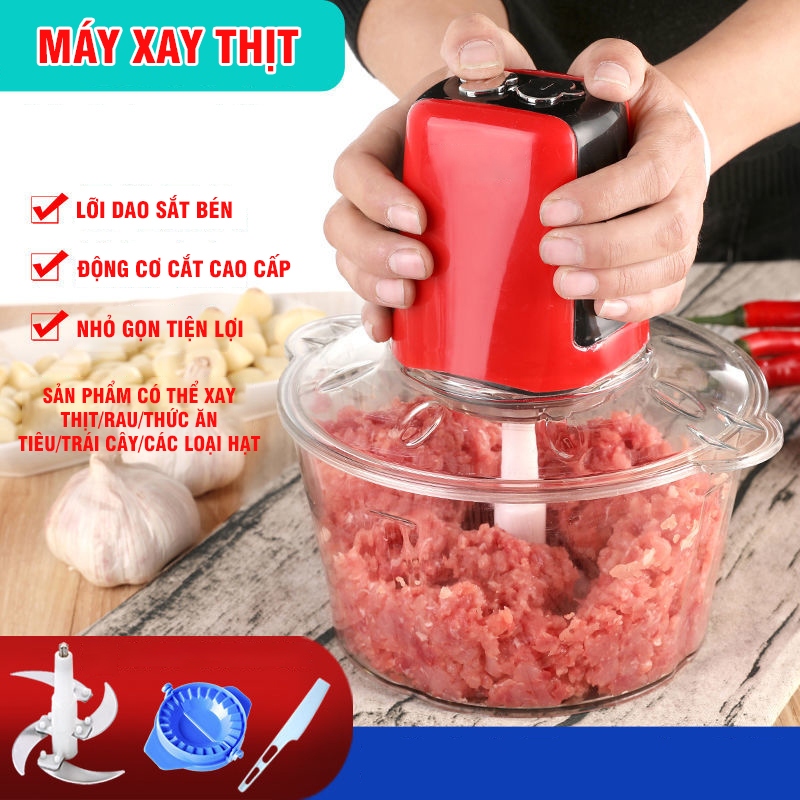 Máy Xay Thịt, Xay Tỏi Ớt 4 Lưỡi Cắt  Đa Công Dụng Công Suất Lớn 3 Chế Độ Cắt Băm Siêu Nhuyễn