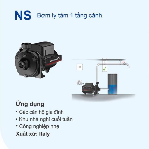 Máy bơm Grundfos bơm ly tâm 1 tầng cánh NS4-23