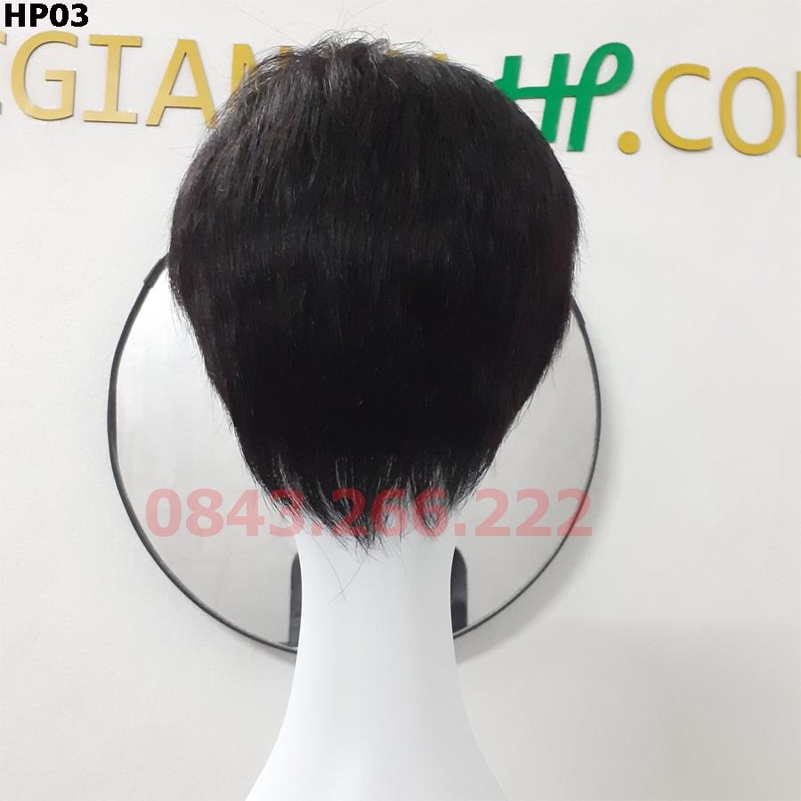 Tóc giả nữ ngắn nguyên đầu,làm bằng tóc thật. Tặng kèm lưới tóc