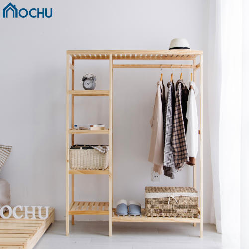 Kệ Treo Quần Áo Khung Gỗ Thông 2 Ngăn OCHU - Double Hanger - White