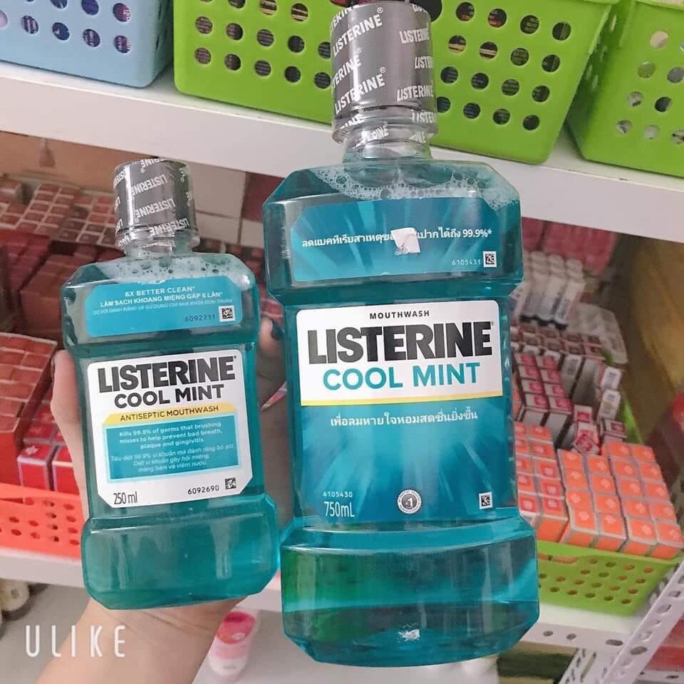 Combo 2 Nước súc miệng Listerine Cool Mint Hương Bạc Hà 750ml và 250ml