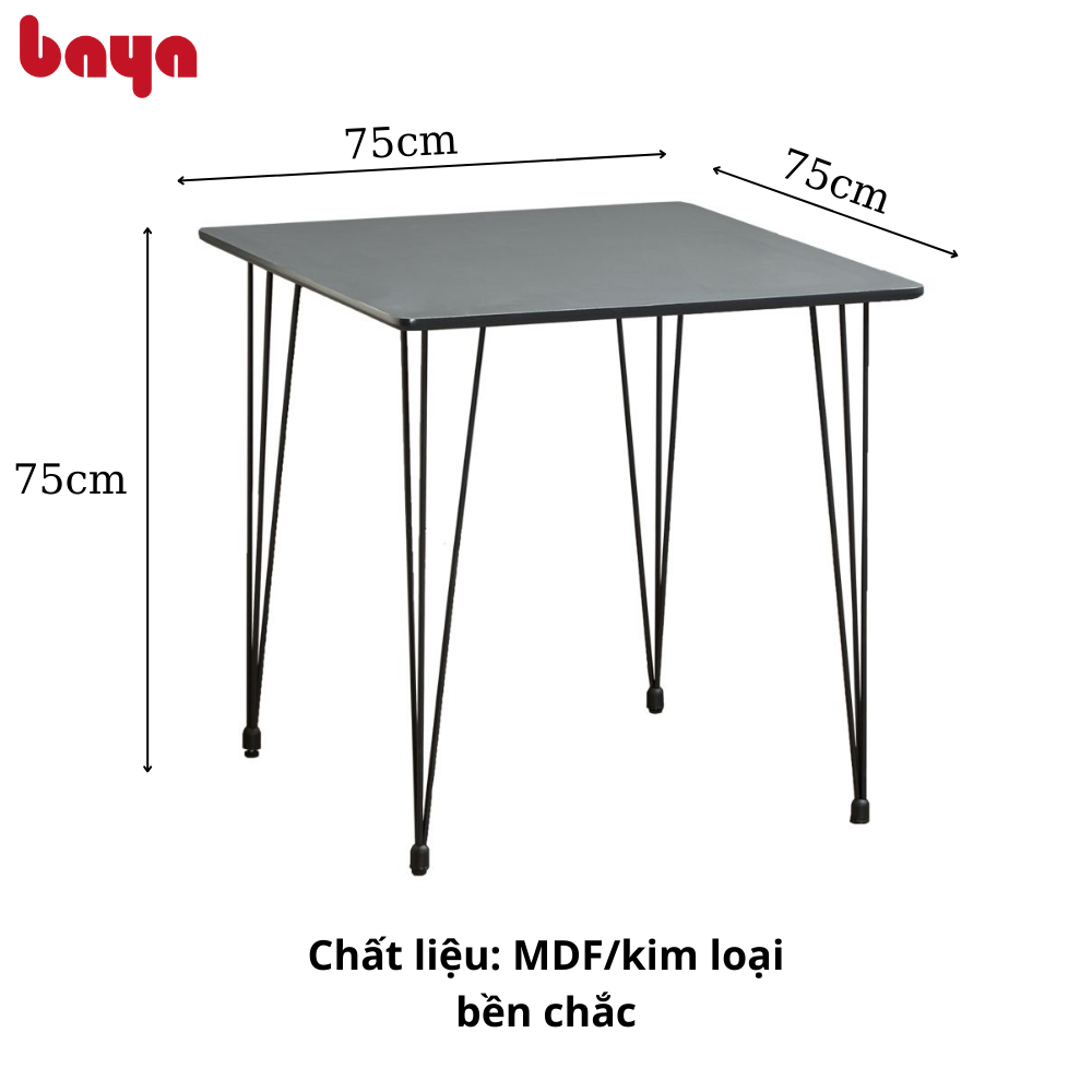 Bộ Bàn Ăn 4 Ghế BAYA VERONA Bề Mặt Gỗ Chịu Lực Tốt Khung Kim Loại Vững Chắc Dành Cho 4 Người 6000274