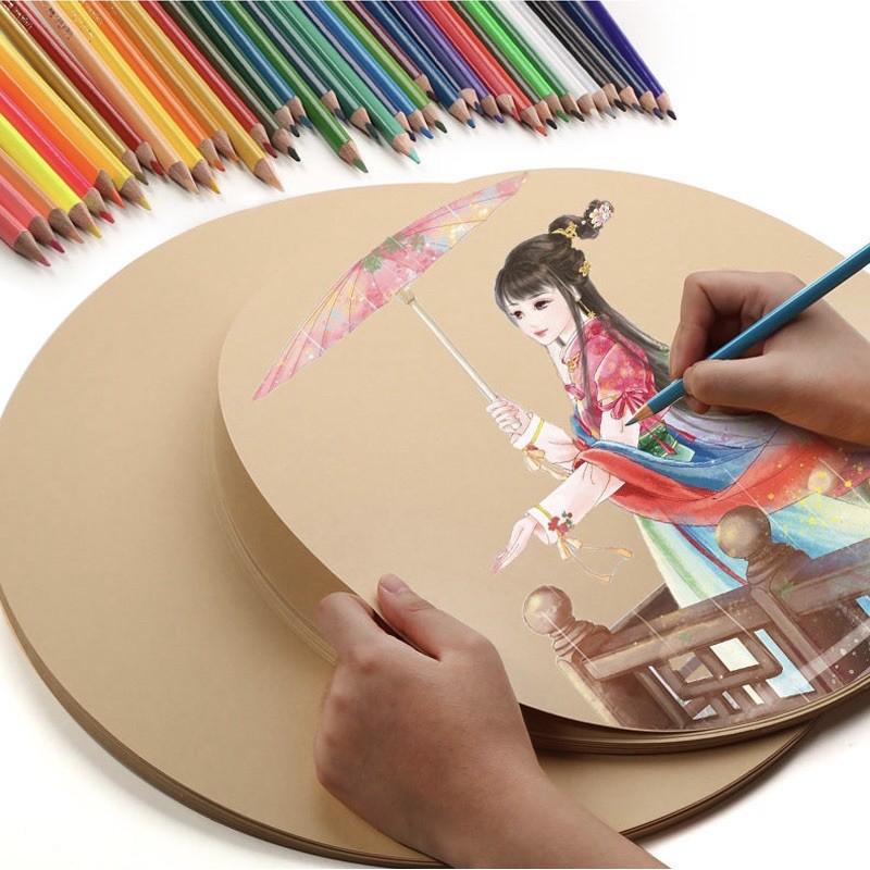 Set 20 tờ giấy kraft hình tròn để vẽ, trang trí, sketchbook, chì, màu nước, sáp