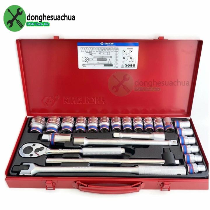 Bộ tuýp 1/2 Kingtony 4526MR 10-32mm 6 cạnh gồm 24 chi tiết loại 1/2