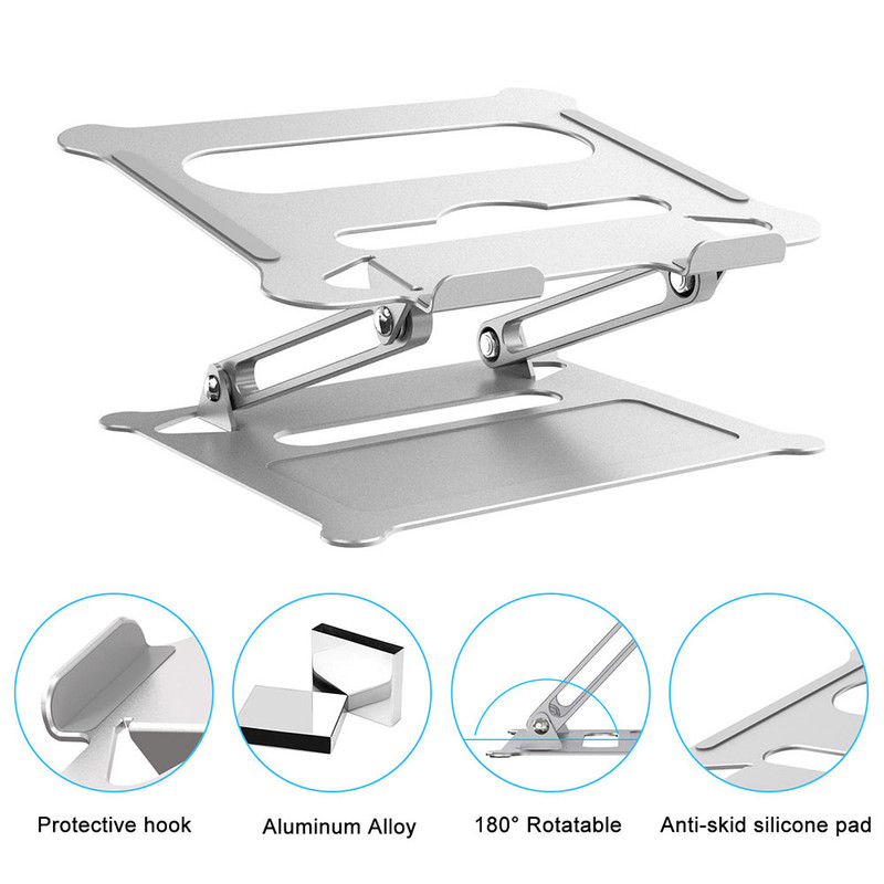 Adjustable Aluminum Laptop Stand Ergonomic Multi-Angle Desk Laptop Holder w/Heat-Vent for Notebook MacBook Dell HP More 10-17.3"