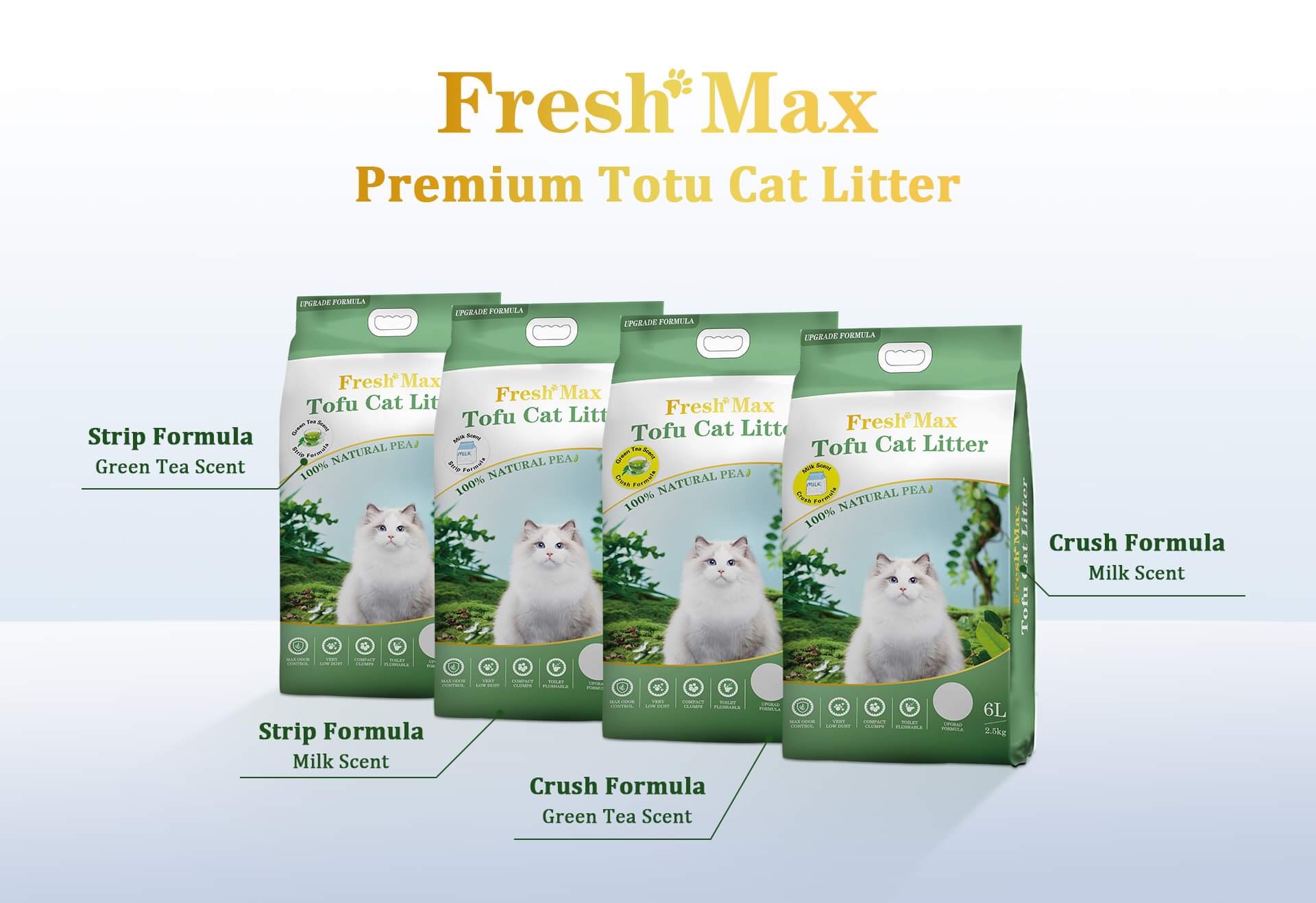 Cát vệ sinh đậu nành cho mèo FRESH MAX 6L [ 2.5KG ] _ Tofu Cat litter 100% Natural