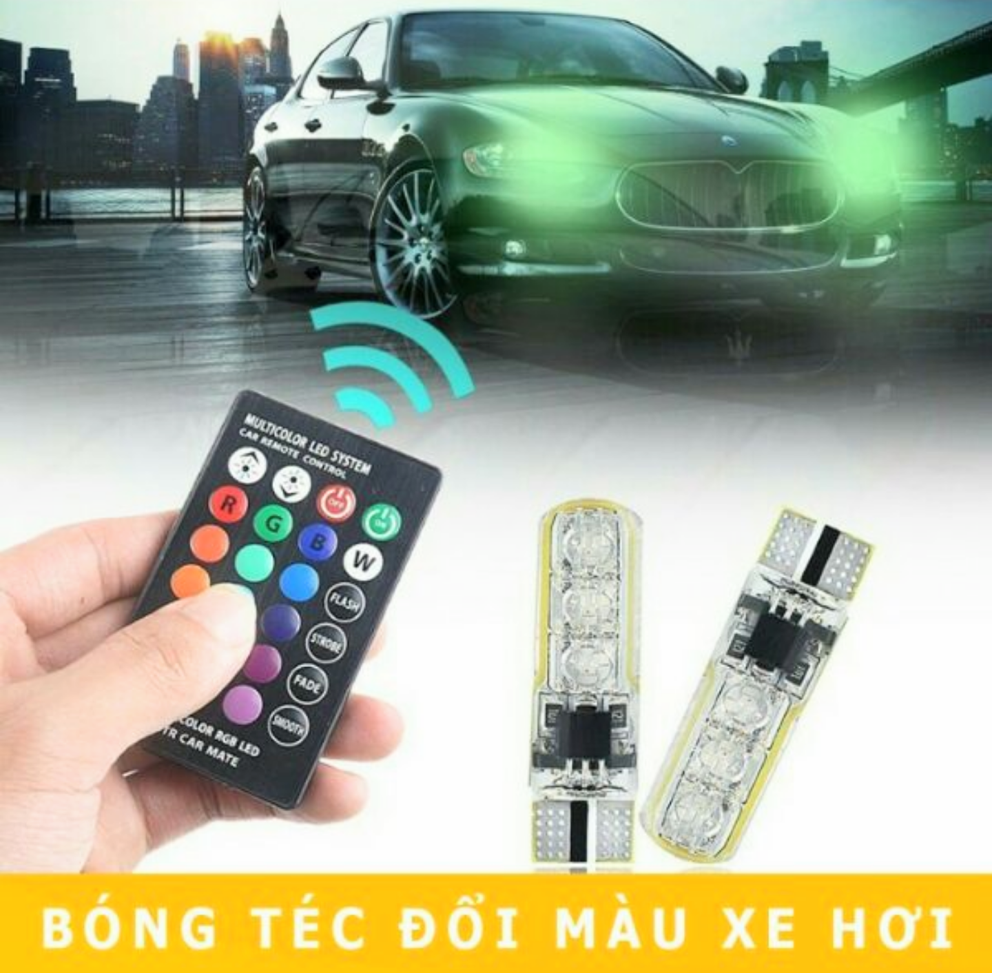 BỘ 2 ĐÈN LED XIN NHAN TÍN HIỆU NHIỀU MÀU CÓ ĐIỀU KHIỂN TỪ XA XE MÁY XE HƠI ÔTÔ MẪU MỚI LOẠI ĐẸP