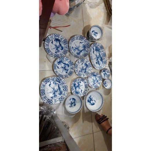 Xả Kho Bộ bát đĩa Bát Tràng vẽ Sơn Thuỷ Đẹp Sang Chảnh