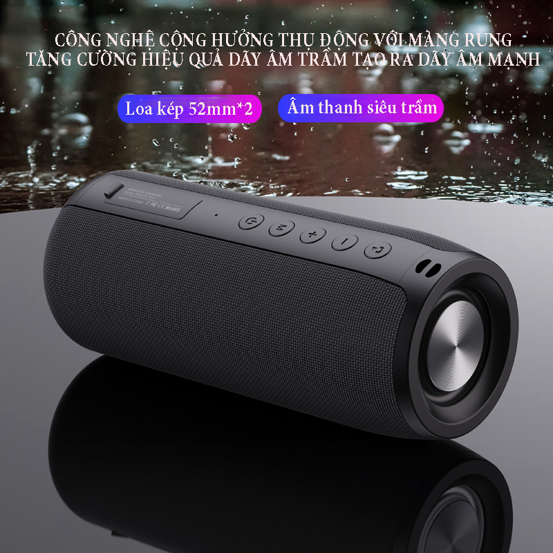 Loa bluetooth chống nước Zealot S51 âm thanh vòm cộng hưởng với màng rung không vỡ tiếng, công suất 10W, dung lượng pin 1800mA - Hàng chính hãng