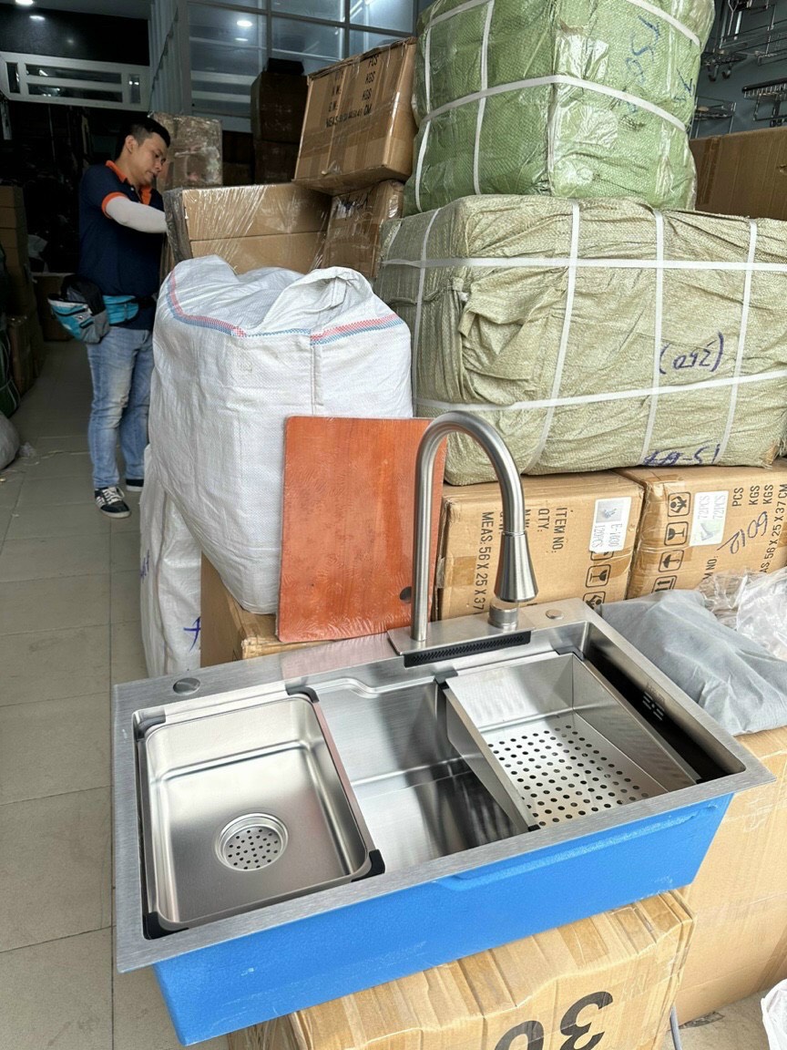 Chậu rửa chén một hố lớn inox 304 Cao Cấp 78 x46 GỒM VÒI THÁC NƯỚC