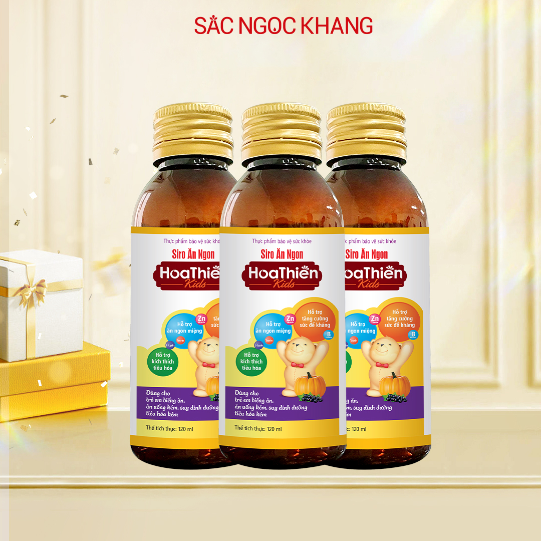 Combo 3 chai Siro ăn ngon Hoa Thiên 120ml hổ trợ hệ tiêu hóa giúp bé ăn ngon hơn