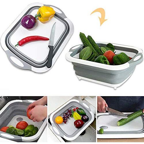 Thớt Nhựa Gấp Gọn Thông Minh Kèm Chậu Rửa Rau Đa Năng 3 Trong 1