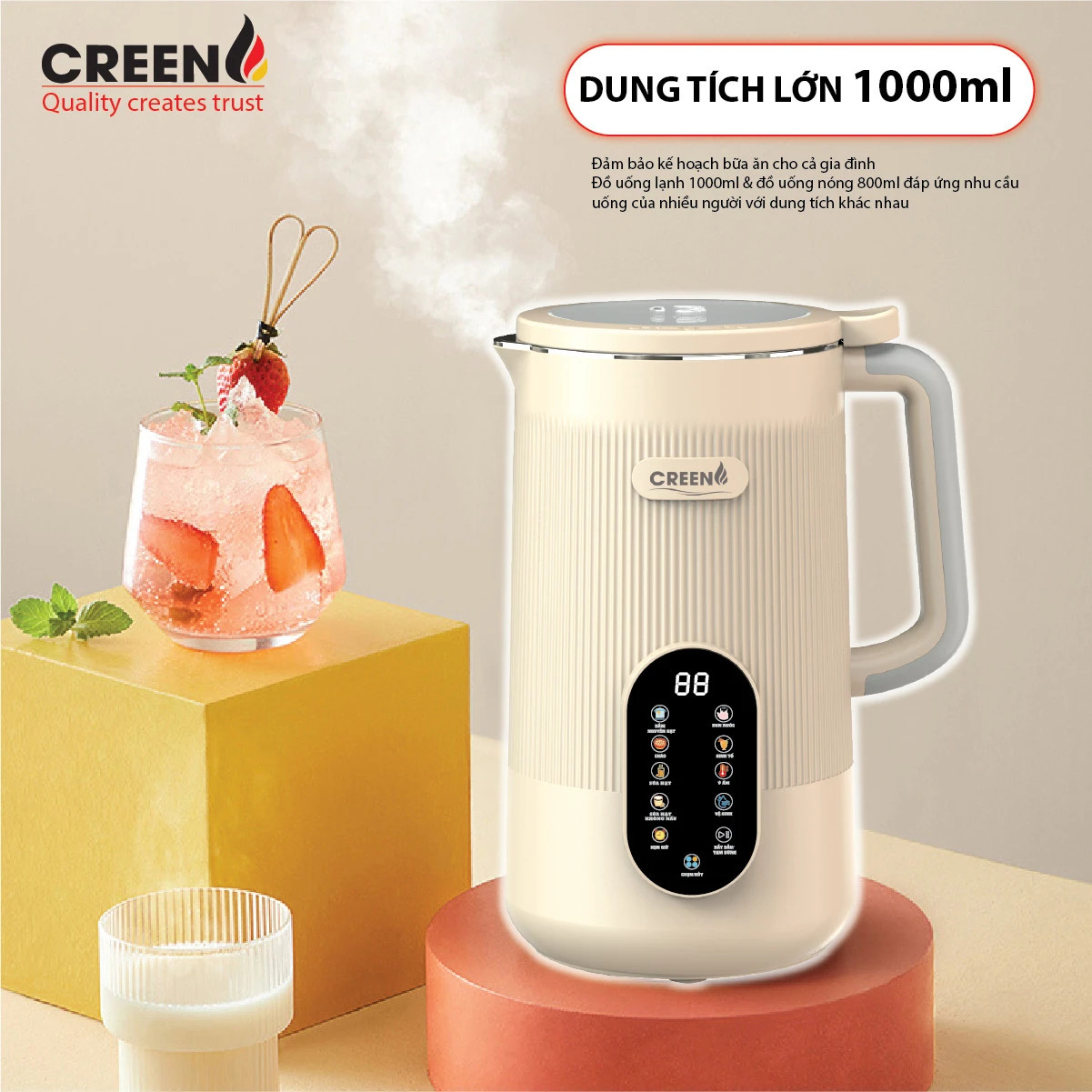 MÁY LÀM SỮA HẠT CREEN CR-1000 PRO Hàng chính hãng