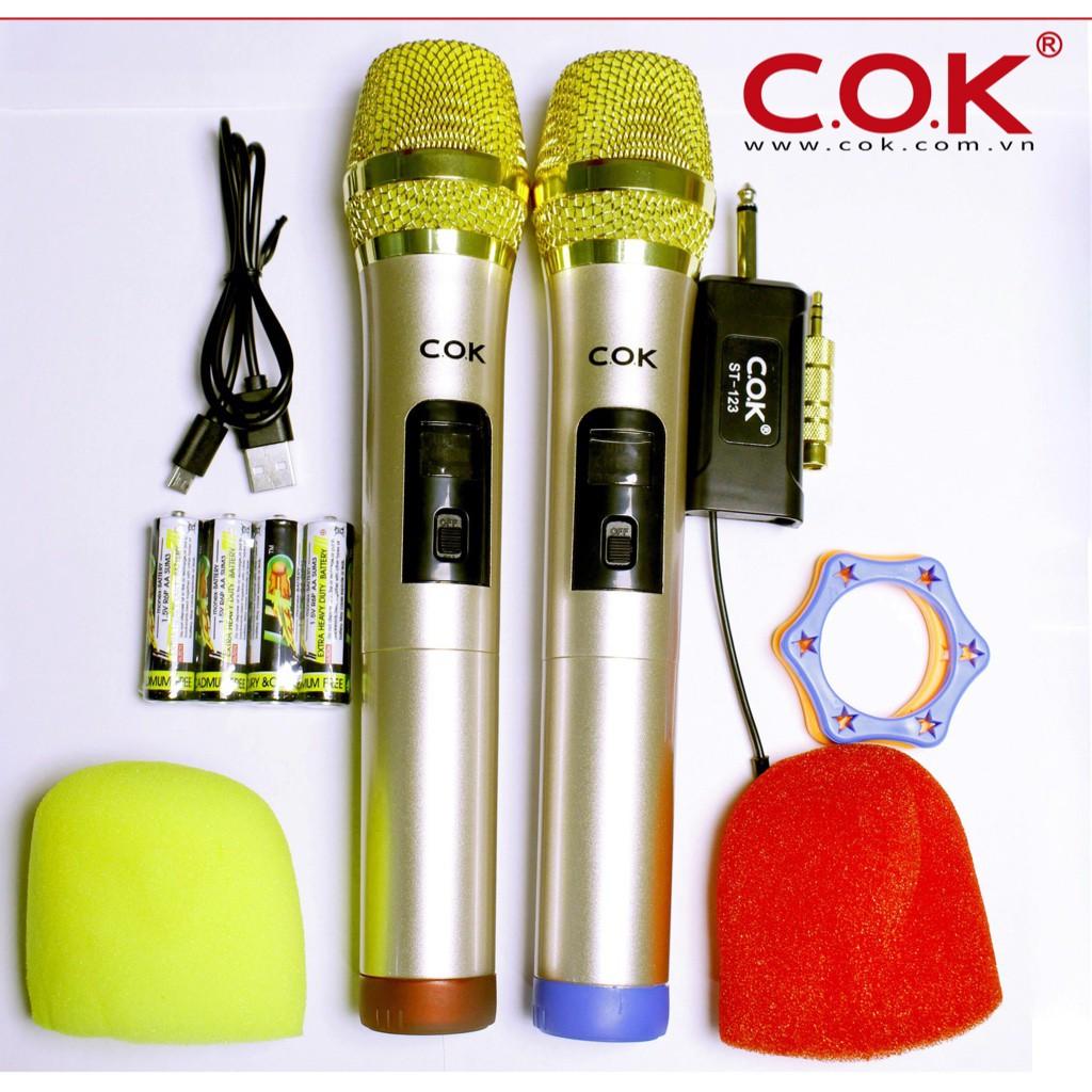 Micro Không Dây COK ST-123 (2 mic) - CHÍNH HÃNG - BH 12 tháng - Mích Chuyên Dành Cho Mọi Loa Kéo Và Âm Ly - Lỗi Đổi Mới