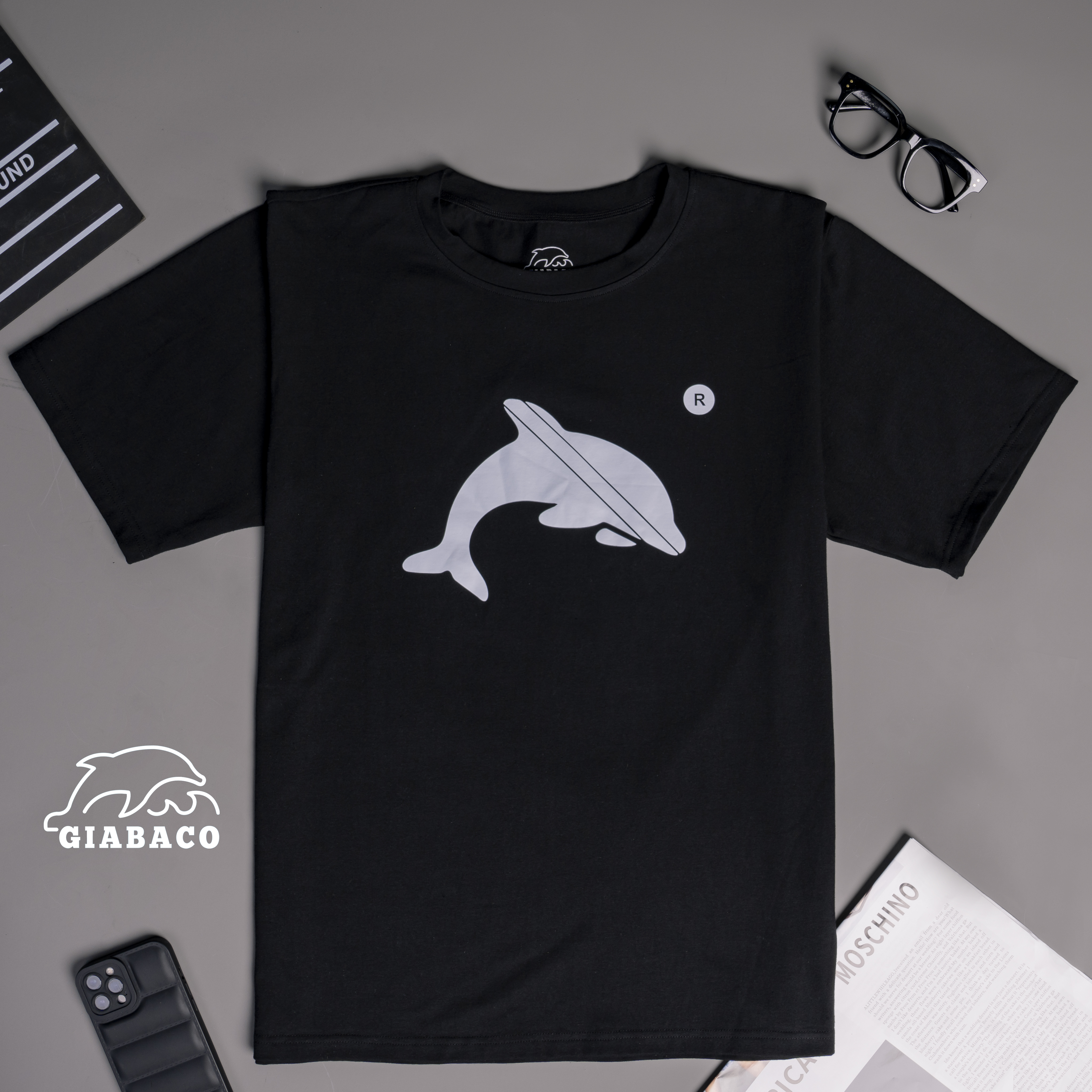 BLACK T-SHIRT Dolphin-GIABACO