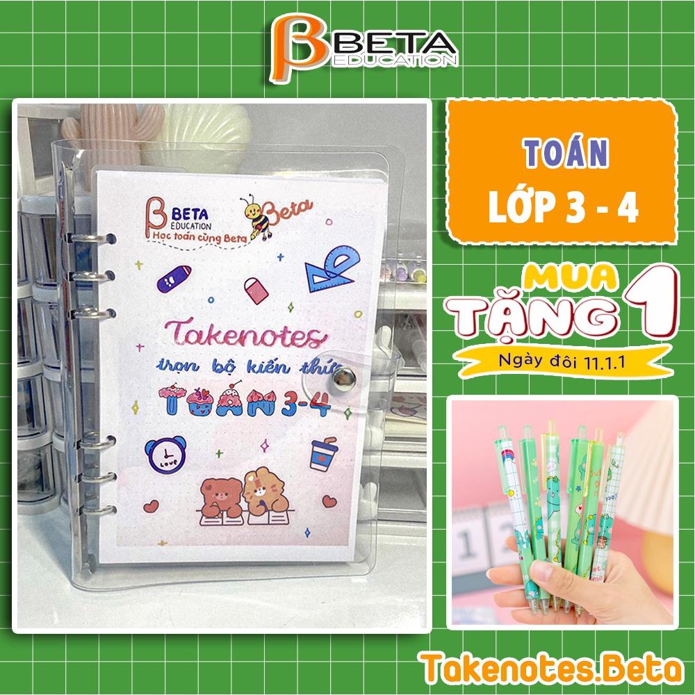 Sổ takenote toán 3 toán 4, sổ tay ghi chép toán 4 tổng hợp kiến thức, sổ lò xo kép Beta, sổ còng sắt Binder takenotebeta